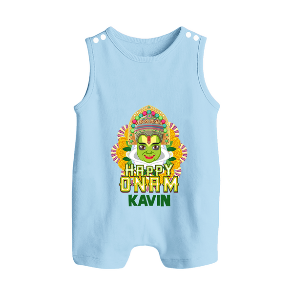 Kathakali Floral Charm Button Romper - BABY BLUE - New Born (Chest 18")