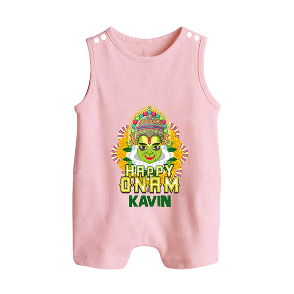 Kathakali Floral Charm Button Romper - BABY PINK - New Born (Chest 18")