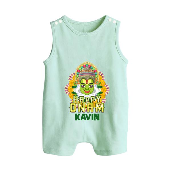 Kathakali Floral Charm Button Romper - MINT GREEN - New Born (Chest 18")