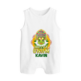 Kathakali Floral Charm Button Romper - WHITE - New Born (Chest 18")