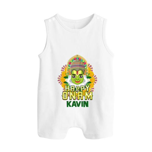 Kathakali Floral Charm Button Romper - WHITE - New Born (Chest 18")