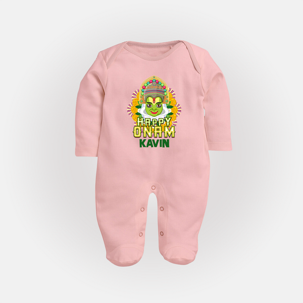 Kathakali Floral Charm Full Body Suit - BABY PINK - New Born (Chest 7.5")