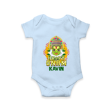 Kathakali Floral Charm Romper - BABY BLUE - New Born (Chest 14")