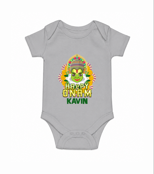 Kathakali Floral Charm Romper - GREY - New Born (Chest 14")