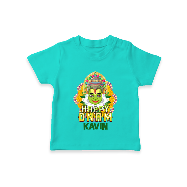 Kathakali Floral Charm T Shirt - TEAL - 0-5 Months Old (Chest 17")