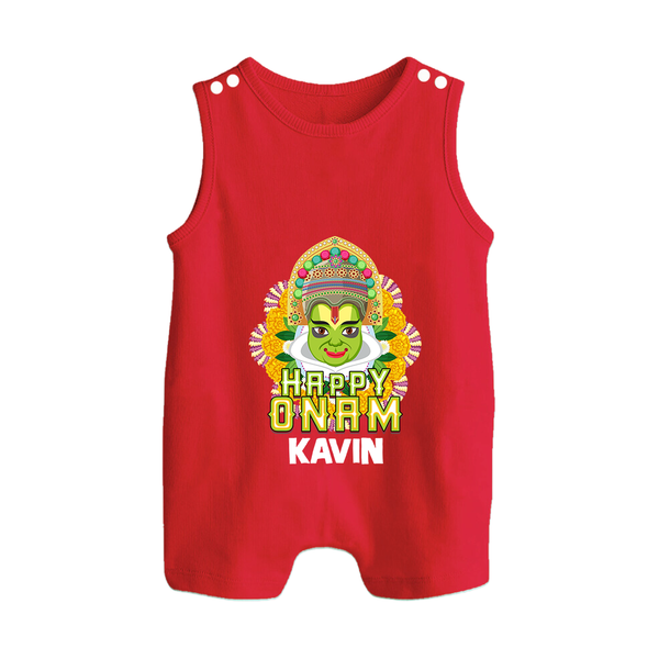 Kathakali Floral Charm Button Romper - RED - New Born (Chest 18")