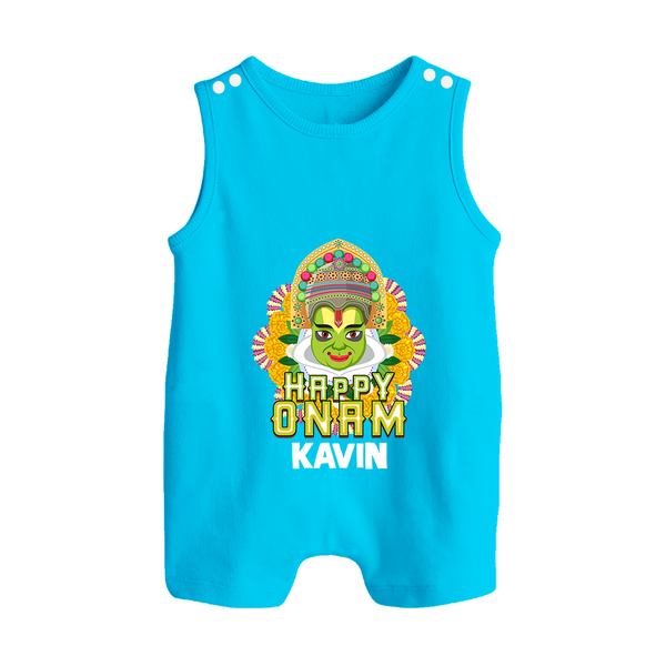 Kathakali Floral Charm Button Romper - SKY BLUE - New Born (Chest 18")