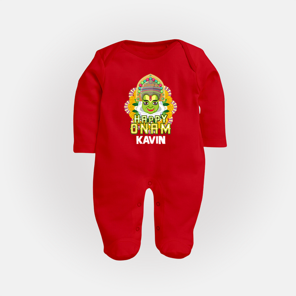 Kathakali Floral Charm Full Body Suit - RED - New Born (Chest 7.5")