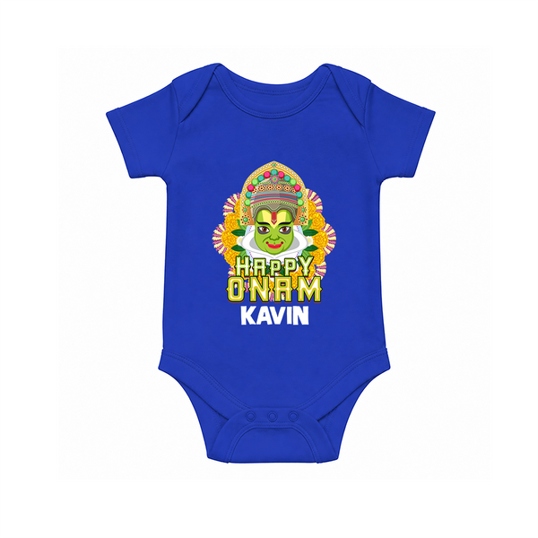 Kathakali Floral Charm Romper - COBALT BLUE - New Born (Chest 14")