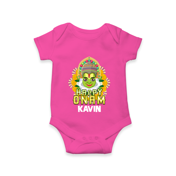 Kathakali Floral Charm Romper - HOT PINK - New Born (Chest 14")