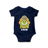 Kathakali Floral Charm Romper - NAVY BLUE - New Born (Chest 14")