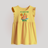 Vallam Kali Festival Baby Frock - PASTEL YELLOW - 0 - 3 Months Old (Chest 17")