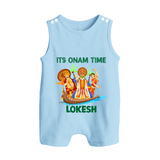 Vallam Kali Festival Button Romper - BABY BLUE - New Born (Chest 18")