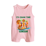 Vallam Kali Festival Button Romper - BABY PINK - New Born (Chest 18")