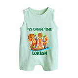 Vallam Kali Festival Button Romper - MINT GREEN - New Born (Chest 18")