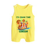Vallam Kali Festival Button Romper - PASTEL YELLOW - New Born (Chest 18")