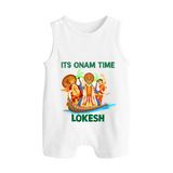 Vallam Kali Festival Button Romper - WHITE - New Born (Chest 18")