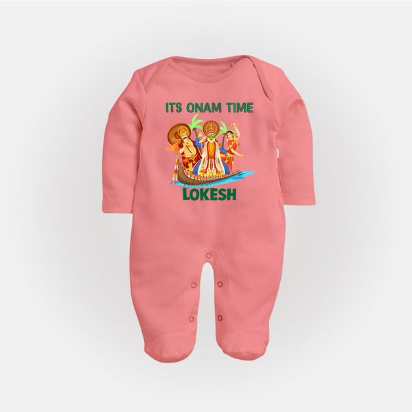 Vallam Kali Festival Full Body Suit - PEACH - New Born (Chest 7.5")
