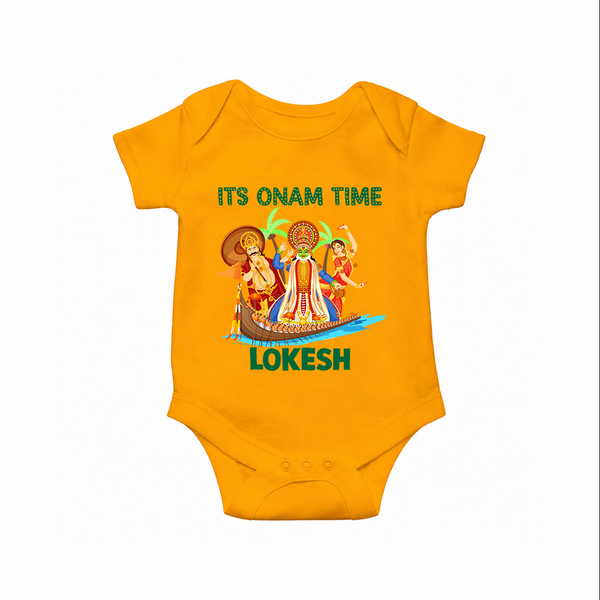 Vallam Kali Festival Romper - CHROME YELLOW - New Born (Chest 14")