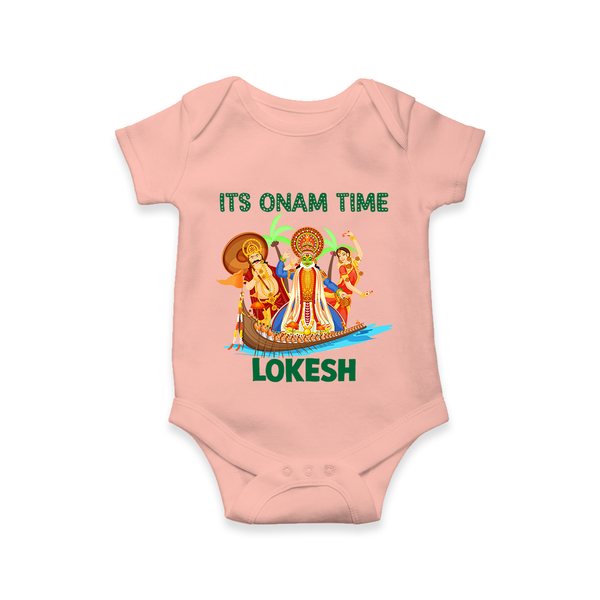 Vallam Kali Festival Romper - PEACH - New Born (Chest 14")