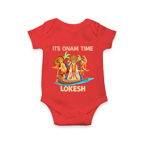 Vallam Kali Festival Romper - RED - New Born (Chest 14")