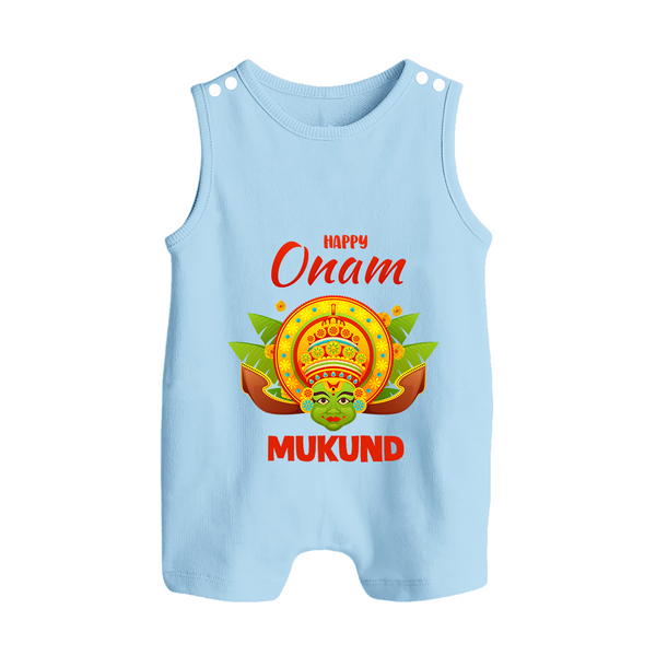 Kathakali Crown Button Romper - BABY BLUE - New Born (Chest 18")