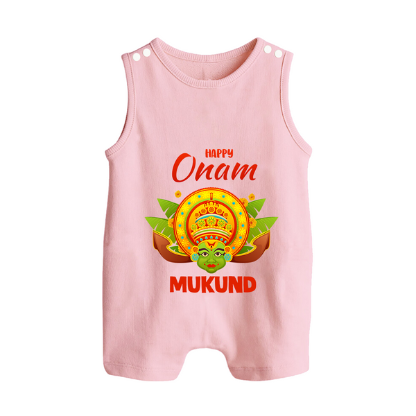 Kathakali Crown Button Romper - BABY PINK - New Born (Chest 18")
