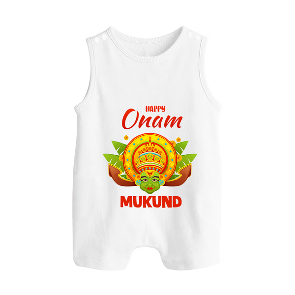 Kathakali Crown Button Romper - WHITE - New Born (Chest 18")