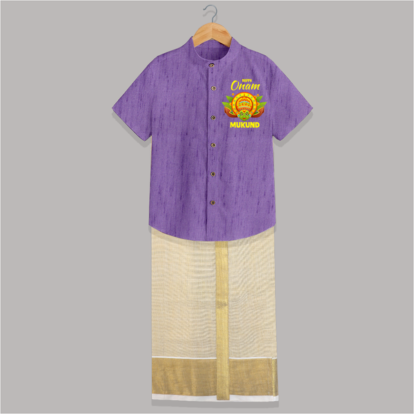 Kathakali Crown Shirt and Dhoti - ROYAL PURPLE - 0 - 6 Months Old (Chest-23") (Dhoti length-14")