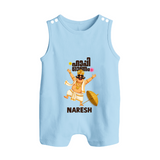 Mahabali Festive Wishes Button Romper - BABY BLUE - New Born (Chest 18")