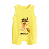 Mahabali Festive Wishes Button Romper - PASTEL YELLOW - New Born (Chest 18")