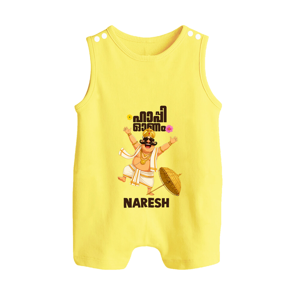 Mahabali Festive Wishes Button Romper - PASTEL YELLOW - New Born (Chest 18")