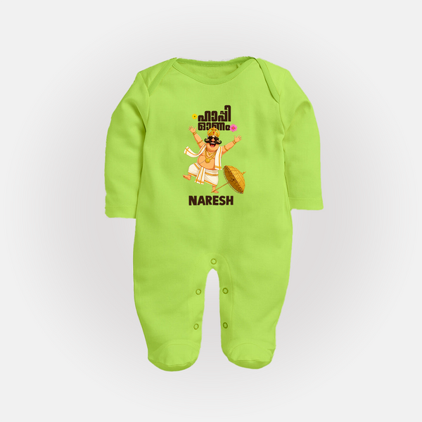 Mahabali Festive Wishes Full Body Suit - LIME GREEN - New Born (Chest 7.5")