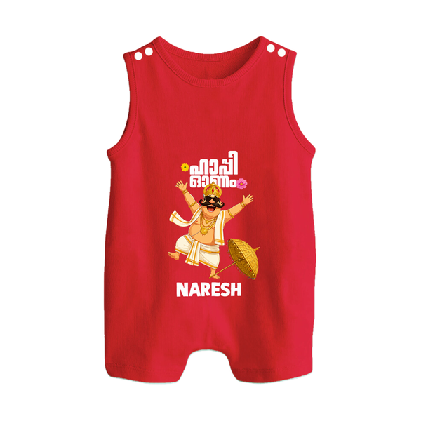 Mahabali Festive Wishes Button Romper - RED - New Born (Chest 18")