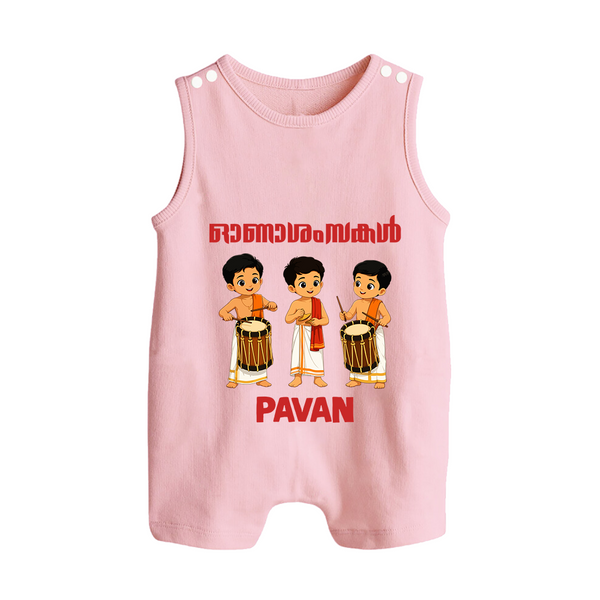 Chenda Melam Kids Button Romper - BABY PINK - New Born (Chest 18")