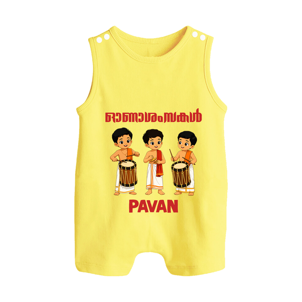 Chenda Melam Kids Button Romper - PASTEL YELLOW - New Born (Chest 18")