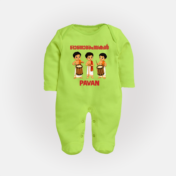 Chenda Melam Kids Full Body Suit - LIME GREEN - New Born (Chest 7.5")