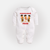Chenda Melam Kids Full Body Suit - WHITE - New Born (Chest 7.5")