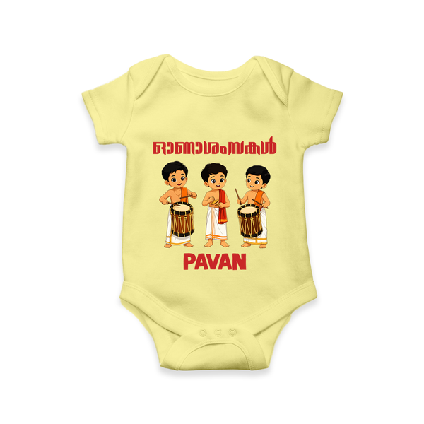 Chenda Melam Kids Romper - PASTEL YELLOW - New Born (Chest 14")