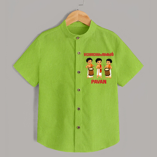 Chenda Melam Kids Shirt - LIME GREEN - 0 - 6 Months Old (Chest 23")