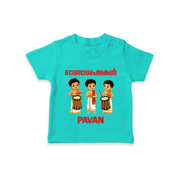 Chenda Melam Kids T Shirt - TEAL - 0-5 Months Old (Chest 17")