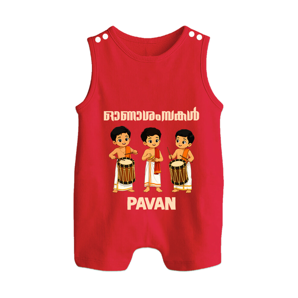 Chenda Melam Kids Button Romper - RED - New Born (Chest 18")