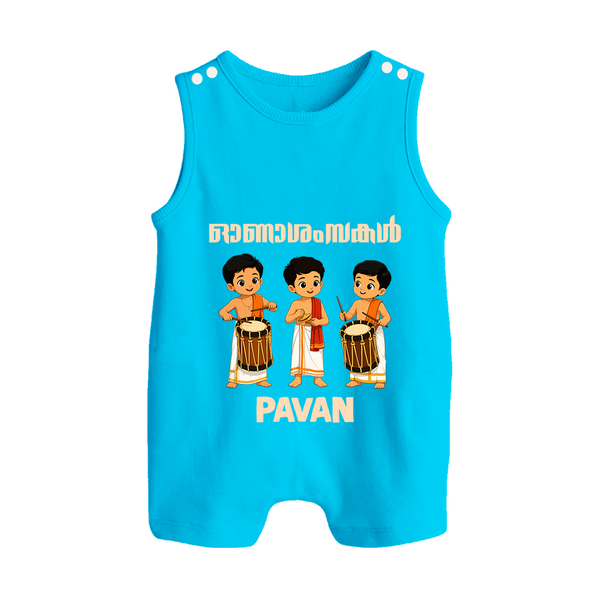 Chenda Melam Kids Button Romper - SKY BLUE - New Born (Chest 18")