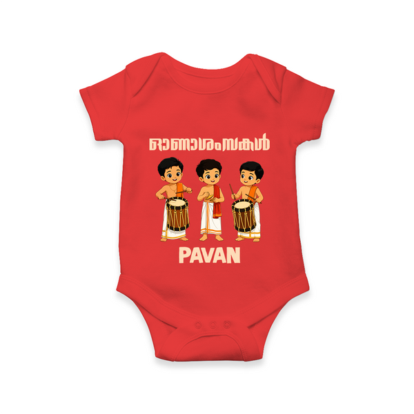 Chenda Melam Kids Romper - RED - New Born (Chest 14")
