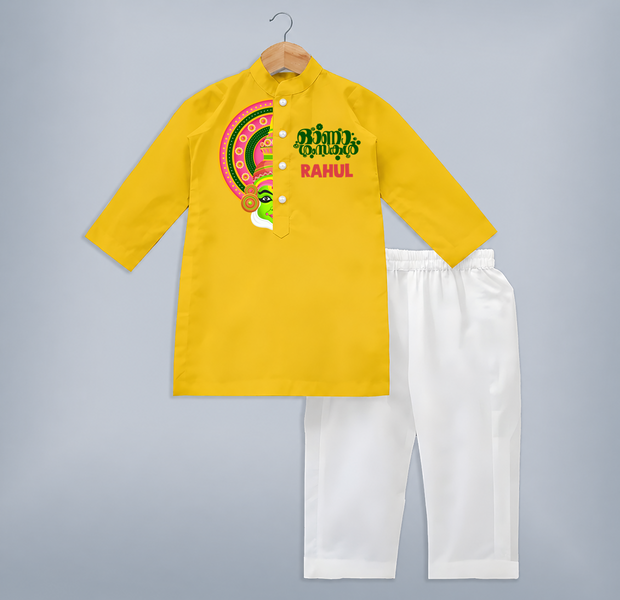 Kathakali Half Face Kurta - CHROME YELLOW - 3 - 6 Months Old (Chest 24", Kurta Length 14'', Waist 19", Pant Length 14")