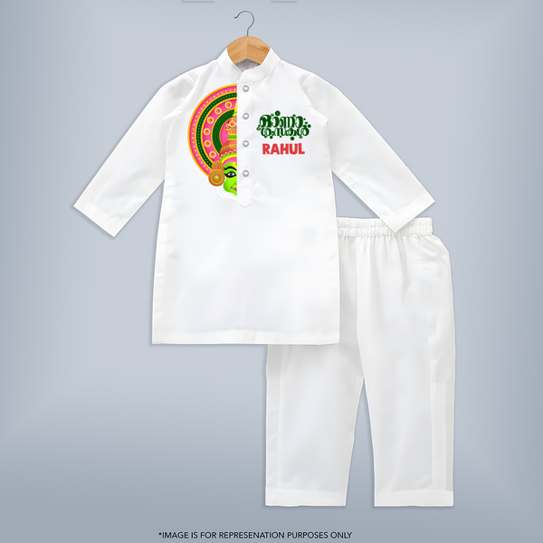 Kathakali Half Face Kurta - WHITE - 3 - 6 Months Old (Chest 24", Kurta Length 14'', Waist 19", Pant Length 14")