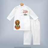 Classic Kathakali Portrait Kurta - WHITE - 3 - 6 Months Old (Chest 24", Kurta Length 14'', Waist 19", Pant Length 14")