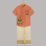 Classic Kathakali Portrait Shirt and Dhoti - ORANGE - 0 - 6 Months Old (Chest-23") (Dhoti length-14")