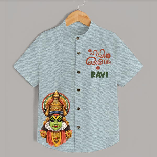 Classic Kathakali Portrait Shirt - ARCTIC BLUE - 0 - 6 Months Old (Chest 23")