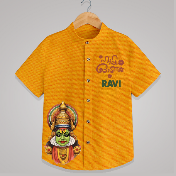 Classic Kathakali Portrait Shirt - CHROME YELLOW - 0 - 6 Months Old (Chest 23")